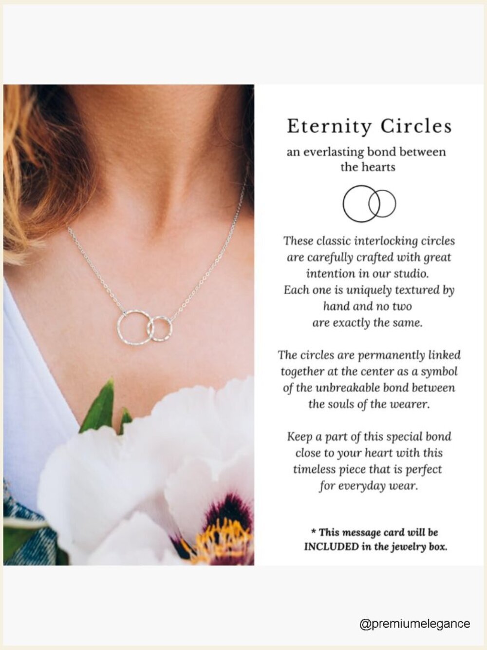 2 Interlocking Rings Necklace Graduation Gift with Card & Box - Picture 3 of 7